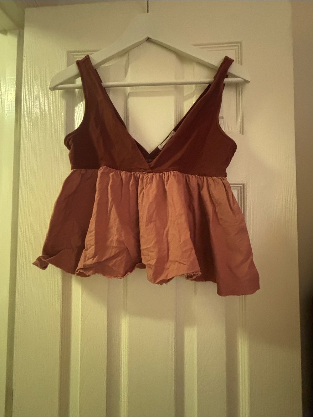 Urban Outfitters Rust and Peach Peplum Crop Top